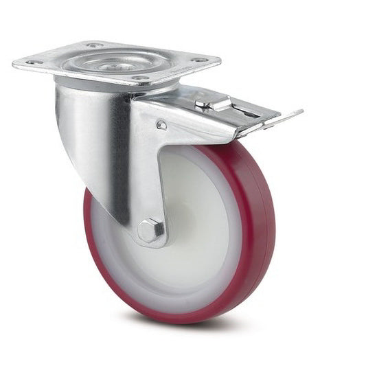 Tente Red wheel with brake 100mm